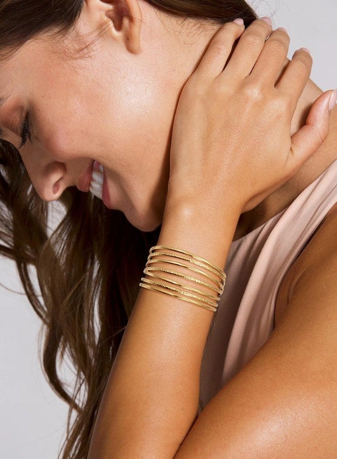 Wovanoo Multi-layer Cuff Bracelet for Women Cross Wire Bracelets Open Wide Cuff Gold Bangle Bracelet 2 - Image 3